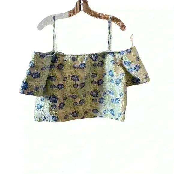 New Ganni Floral jacquard off shoulder blouse top size EU 38 US 6 - Picture 7 of 11
